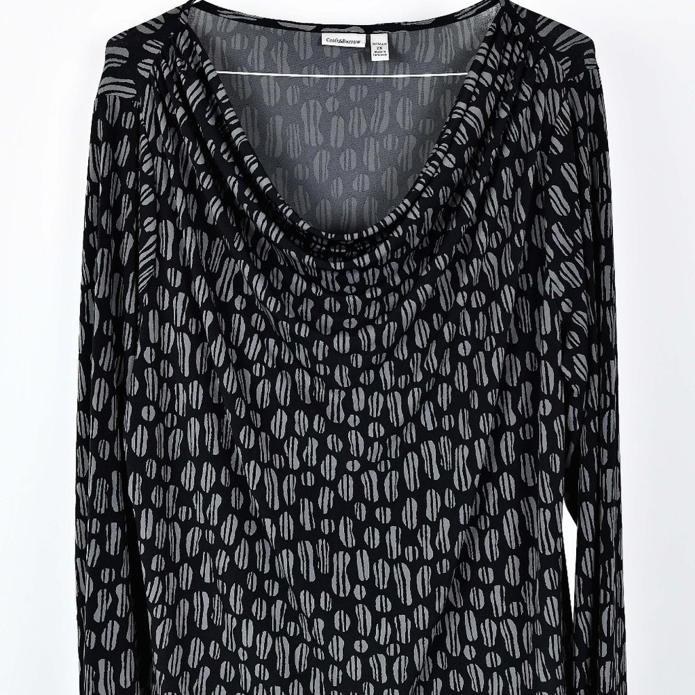 Croft & Barrow Black/Gray Blouse--Size 2X